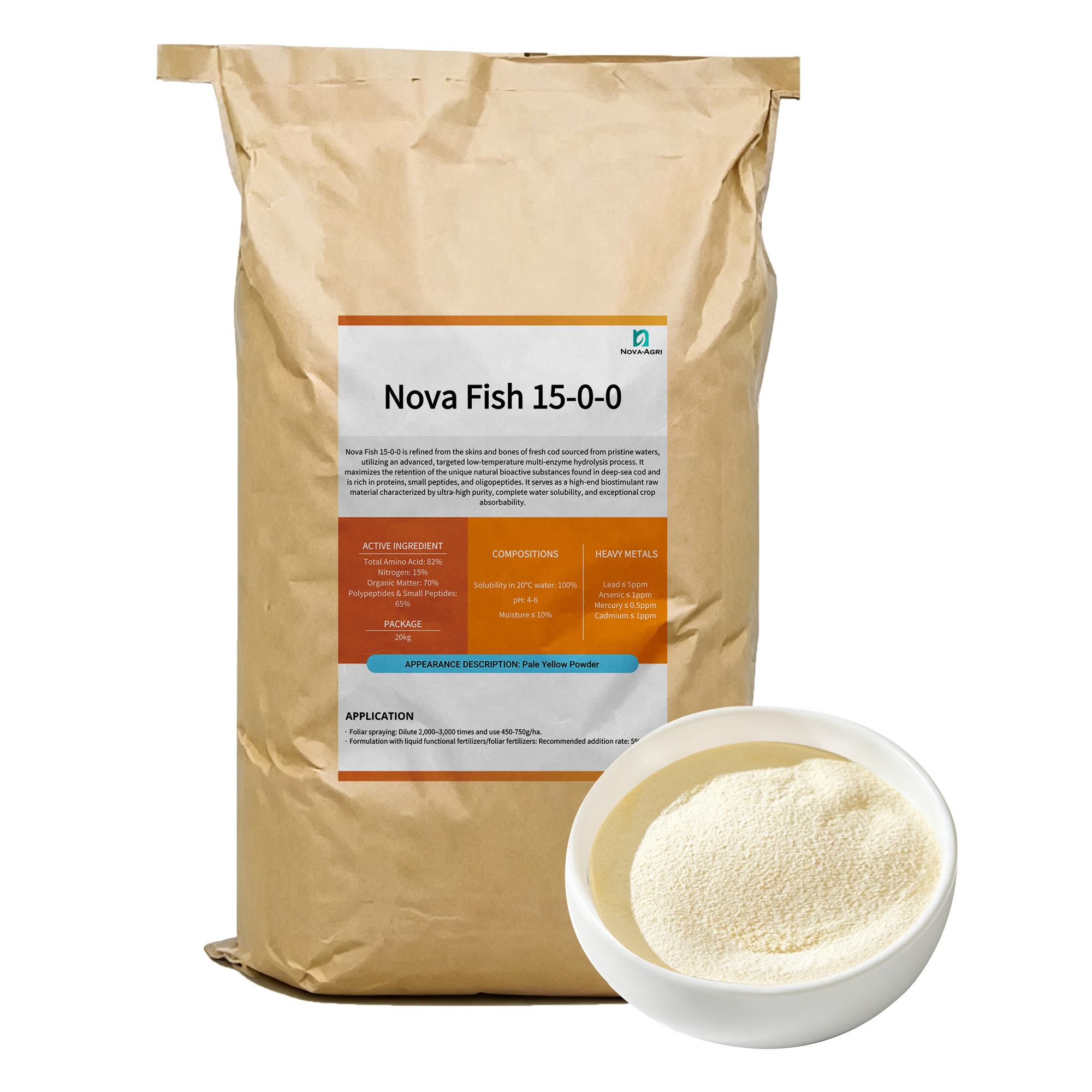 Standard 25kg export packaging of deep-sea codfish enzymatic fish protein hydrolysate 82% amino acid powder from direct China factory
